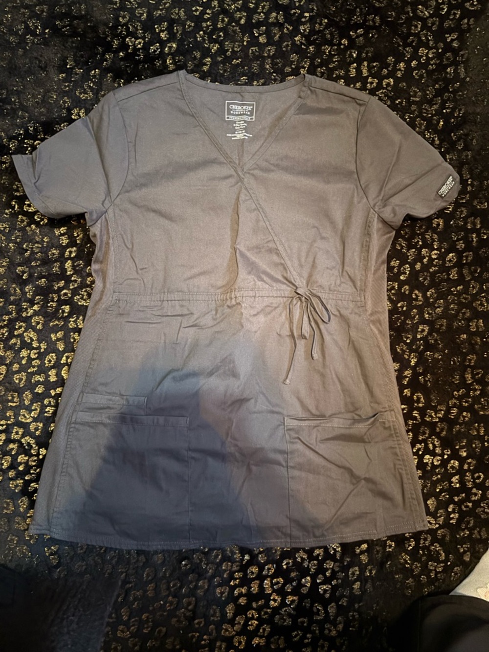 Women’s Gray Wrap Maternity Scrub Top